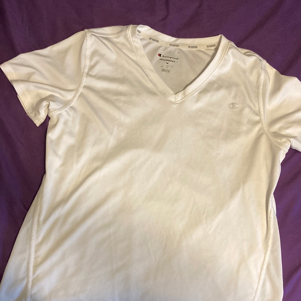 White champion athletic shirt